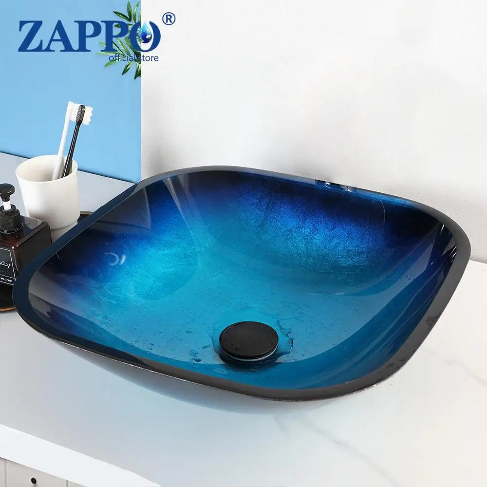 Torayvino ZAPPO Tempered Glass Vessel Sink with Waterfall Faucet