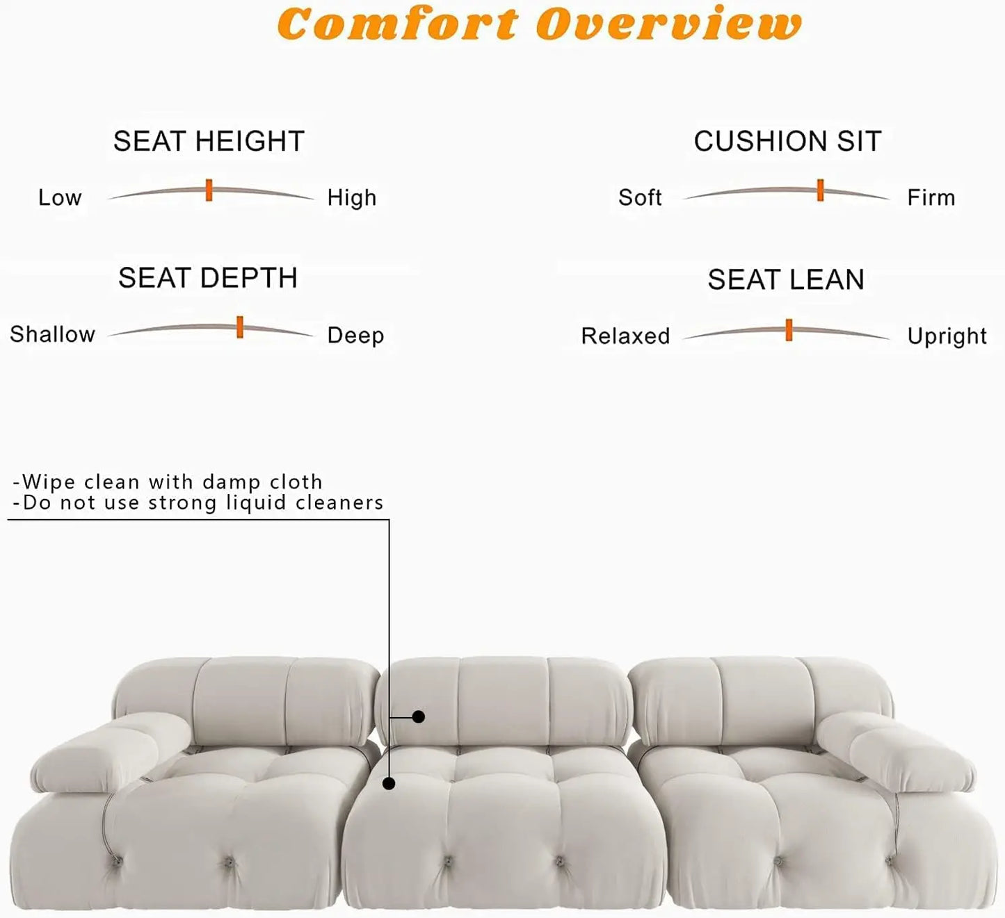 Sdorens Velvet Modular Sectional Sofa Set for Living Room