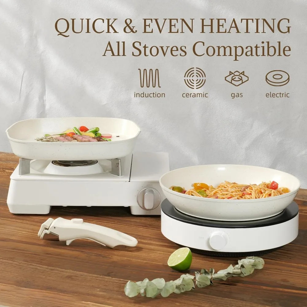 Iosn 23 Piece Ceramic Nonstick Cookware Set Detachable Handle