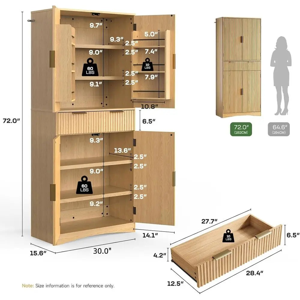 DAFIFY Pantry Storage Cabinet Tall Organizer With Drawers And Shelves