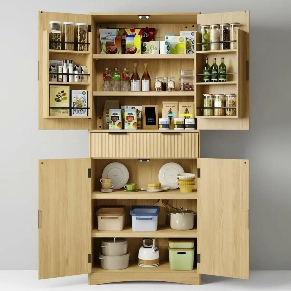 DAFIFY Pantry Storage Cabinet Tall Organizer With Drawers And Shelves