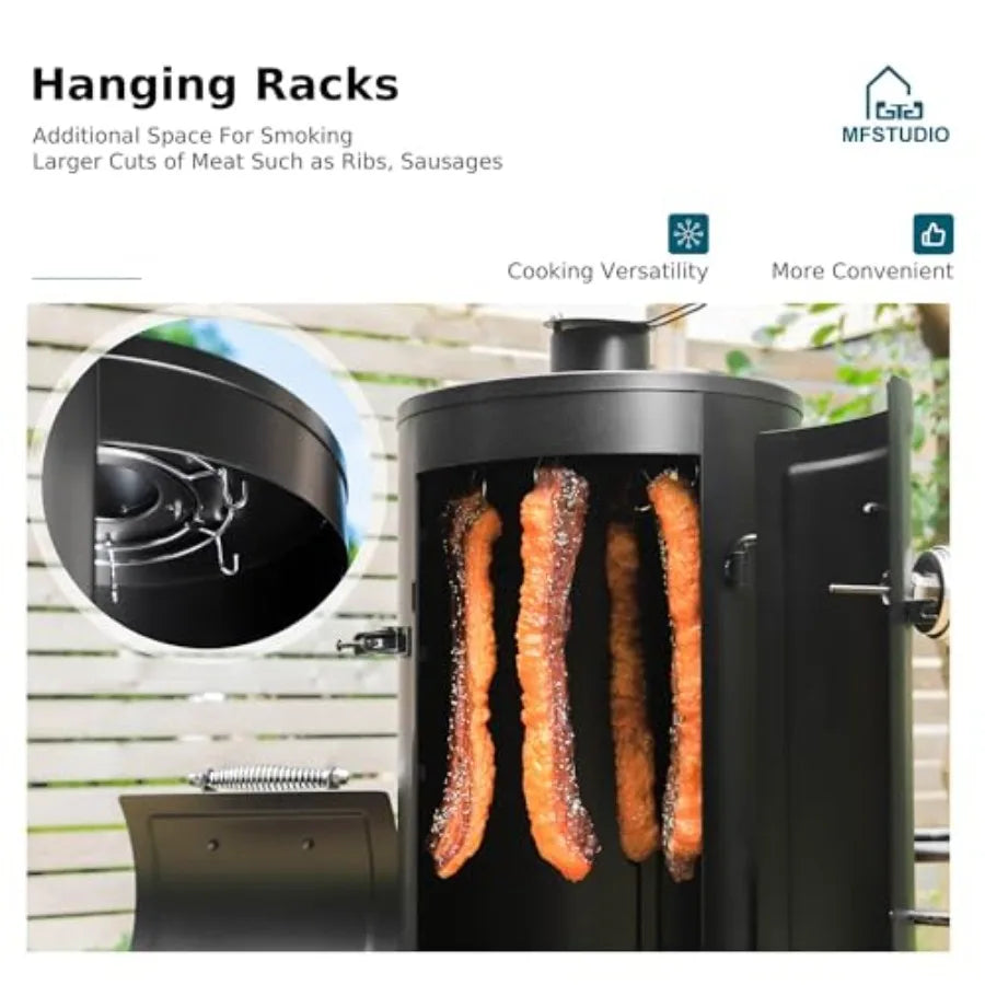 Vertical Offset Smoker Charcoal Grill Barrel With Removable Grates