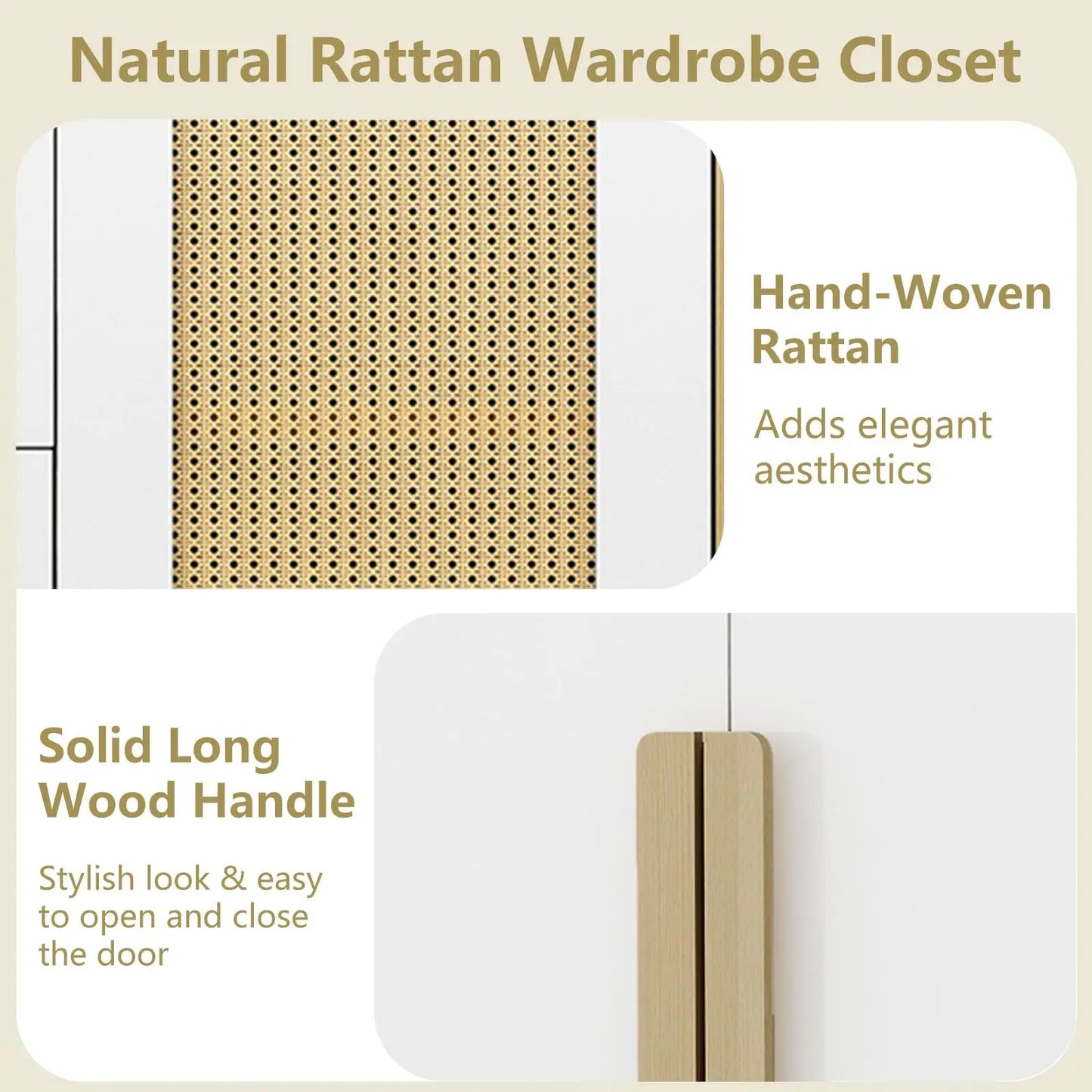 General Use Armoire Wardrobe Cabinet With Hanging Rod And Doors