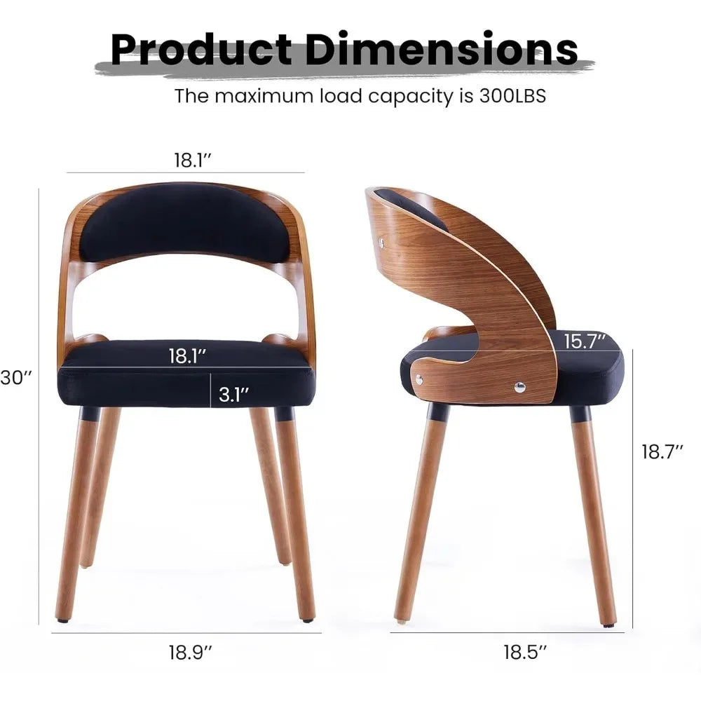 CHENGWEI Modern Wood Dining Chairs Set With Curved Backrests
