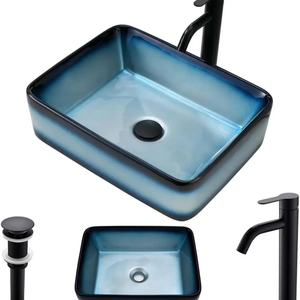 Ceramic Vessel Sink With Faucet For Bathroom Vanity