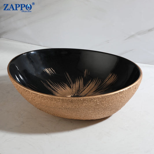 Torayvino Ceramic Oval Vessel Sink For Above Counter Bathroom