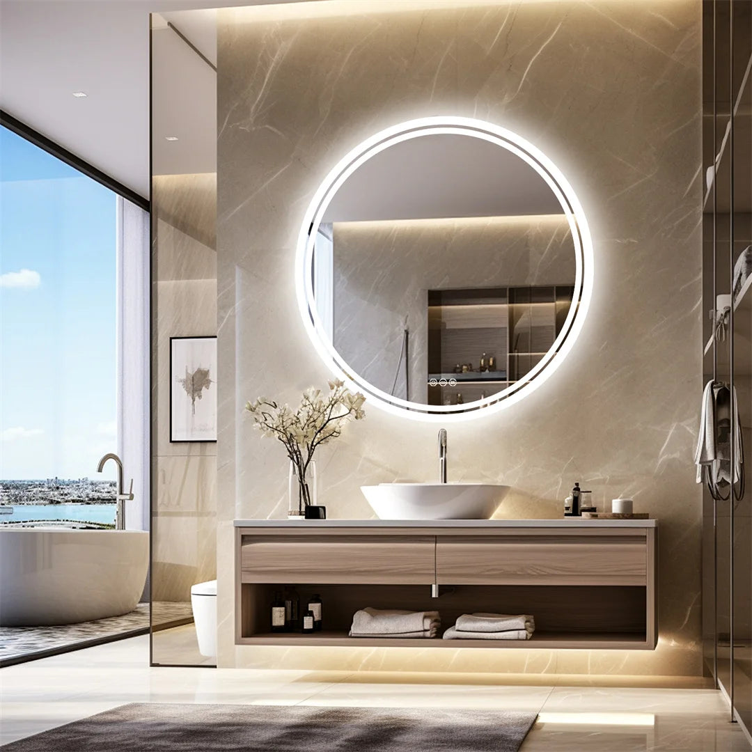 LUVODI Smart Bathroom Mirror With Dimmable Three Lighting Modes