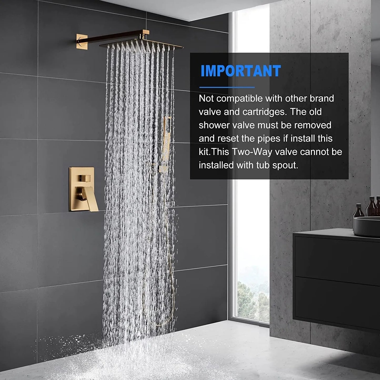 Shower Faucet Set With Wall Mount Rain Shower Head
