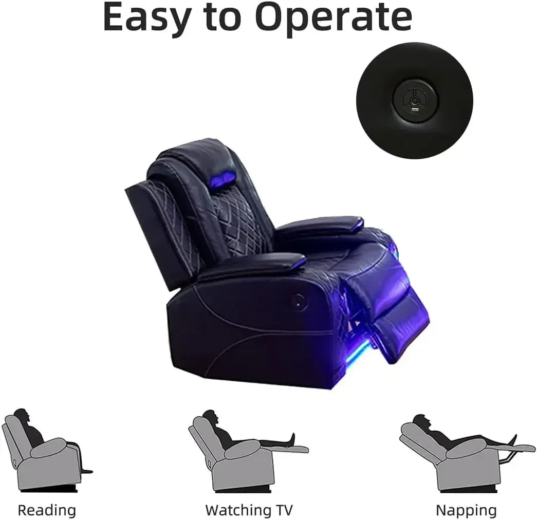 Power Recliner Sofa Set 3-Piece Sectional With LED Lights