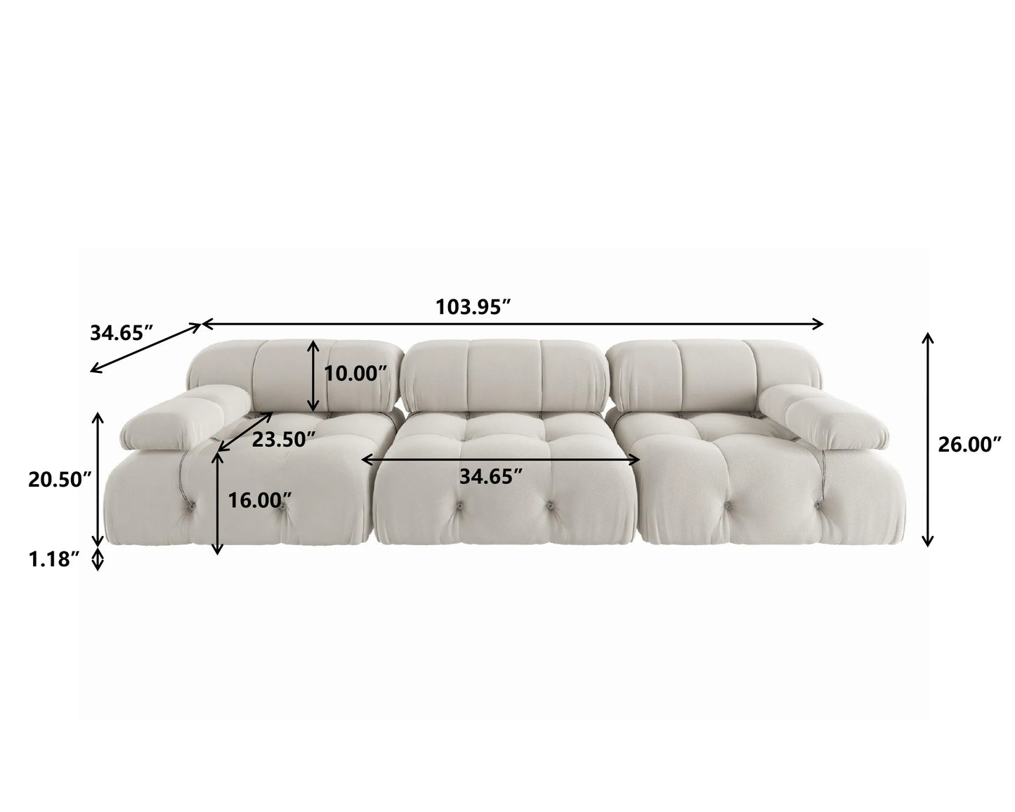 Sdorens Velvet Modular Sectional Sofa Set for Living Room