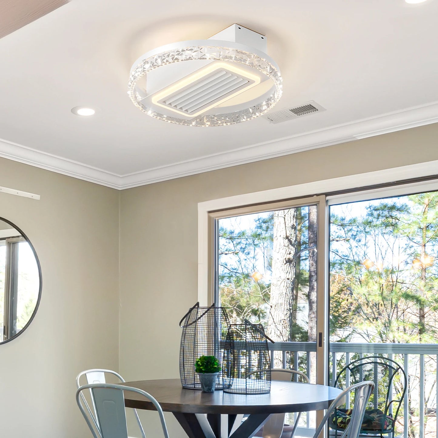 ARLGSITE Crystal LED Ceiling Fan Dimmable Light Remote