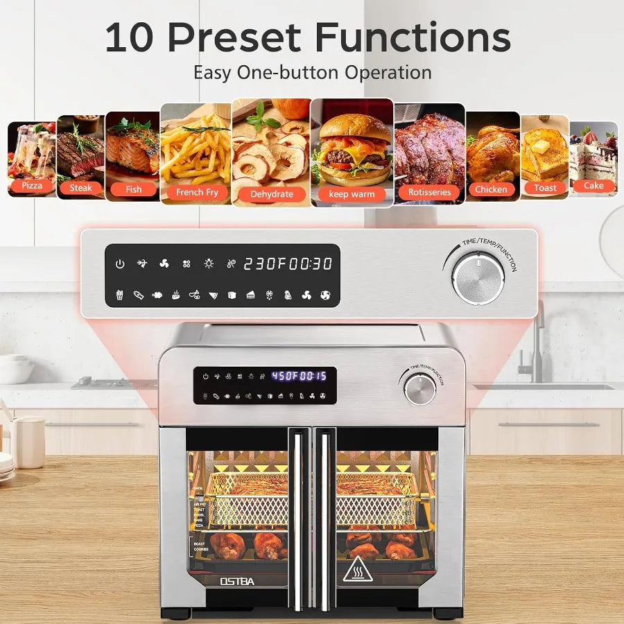 XMSJ French Door Air Fryer Toaster Oven Combo Convection 10-In-1