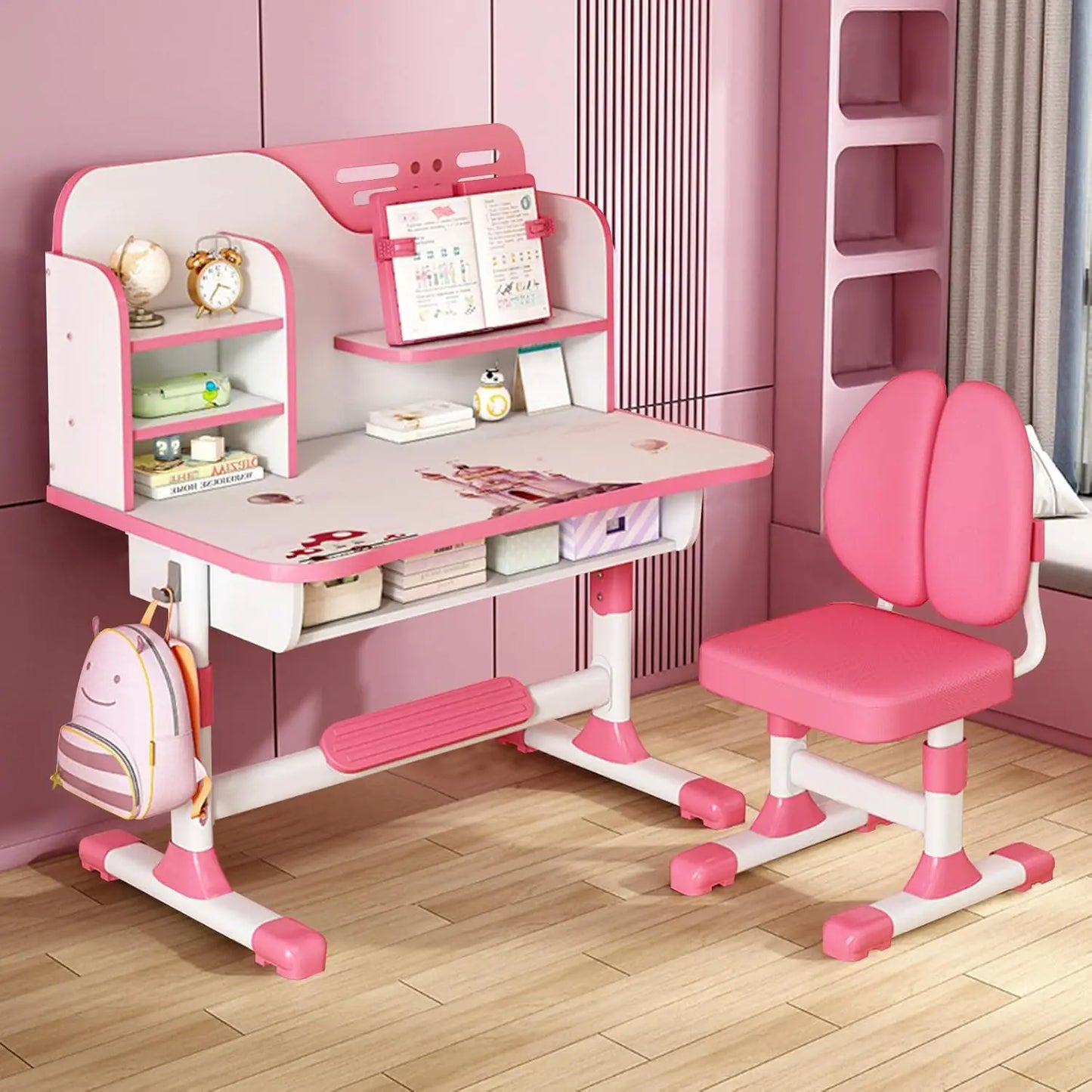 High-concerned Kids Height Adjustable Desk And Chair Set