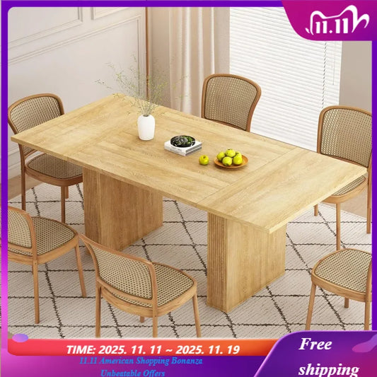 Modern Wood Farmhouse Dining Table For 6 To 10 People