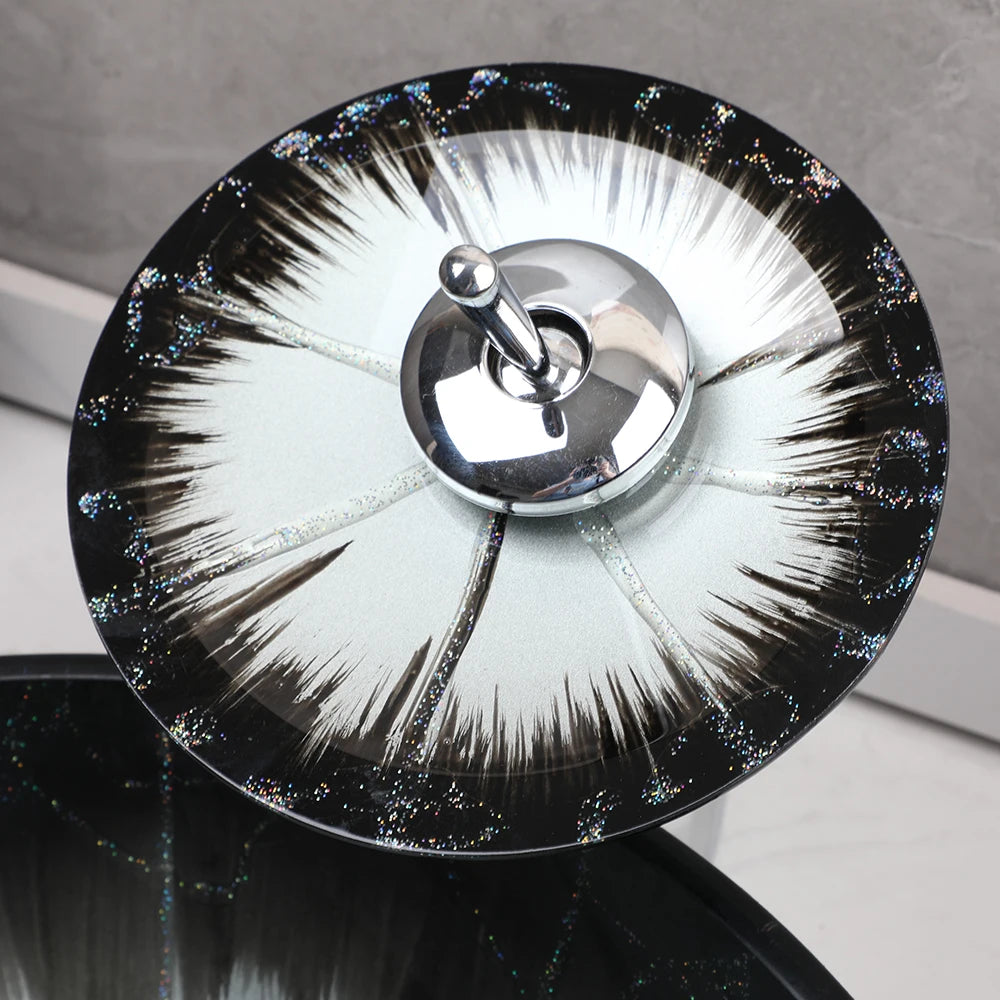 Torayvino Tempered Glass Washbasin Above Counter Vessel Faucet