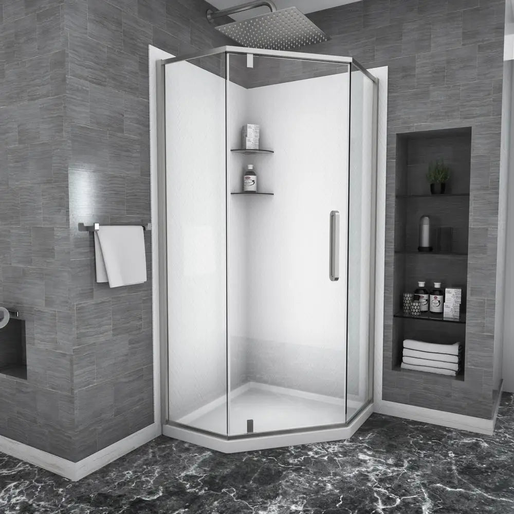 Hign-concerned Semi Frameless Neo Angle Shower Door Tempered Glass Hinged