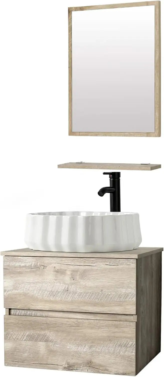 XMSJ Bathroom Vanity Sink Combo Wall Mount Floating Cabinet Drawers