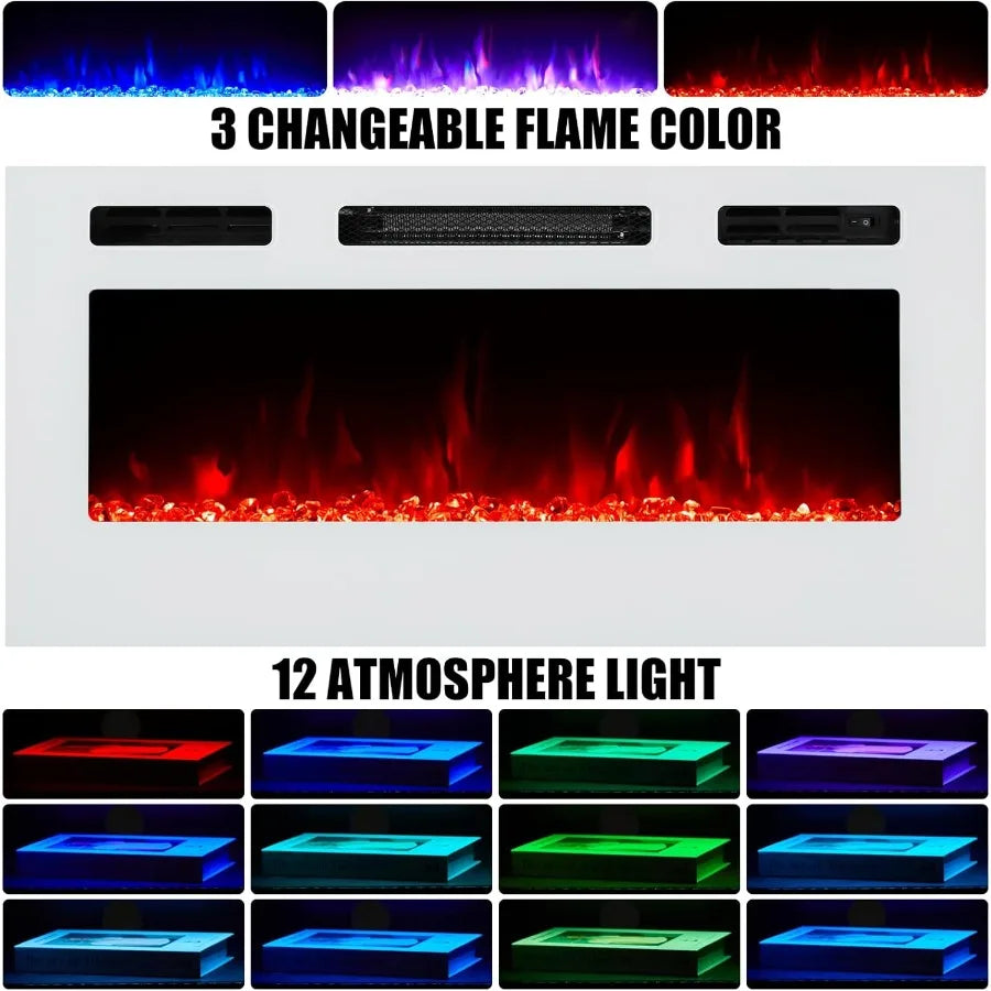 LISM TV Stand With Electric Fireplace LED Light Entertainment Center