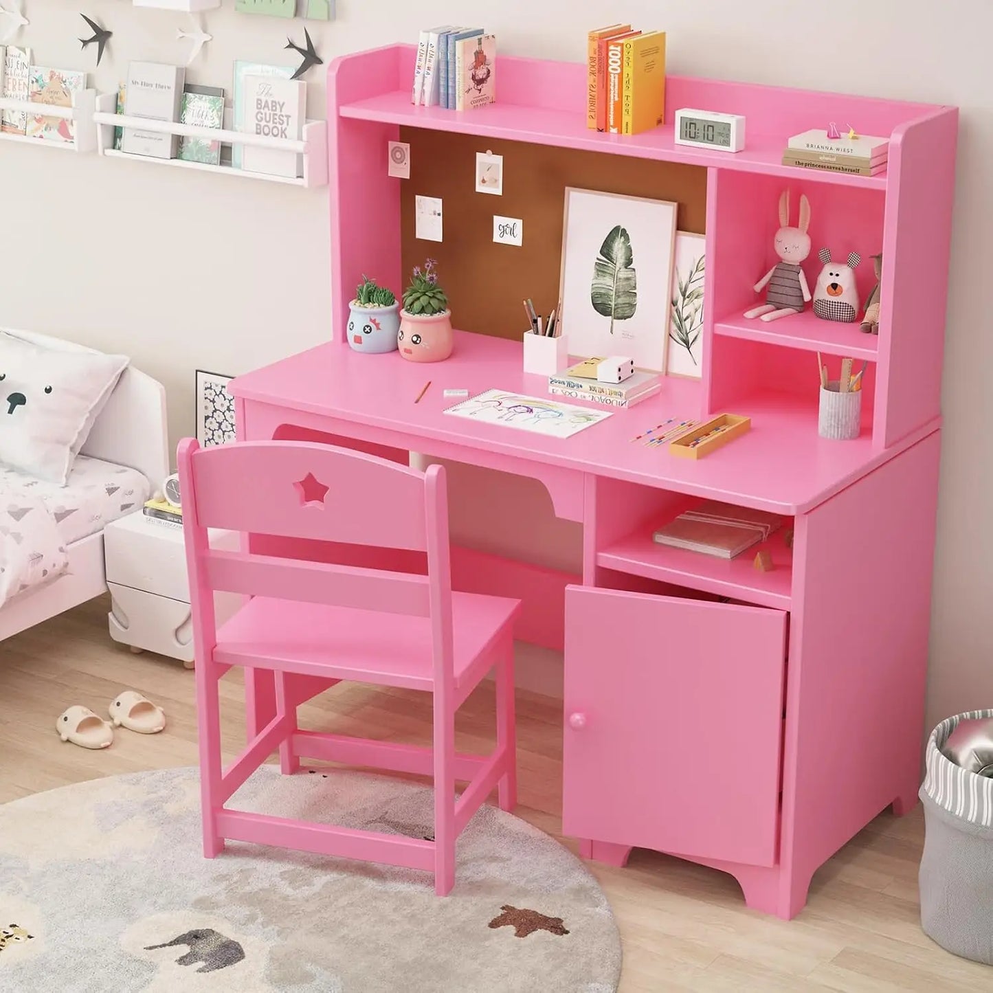 HobbyLane Kids Desk and Chair Set With Hutch Storage