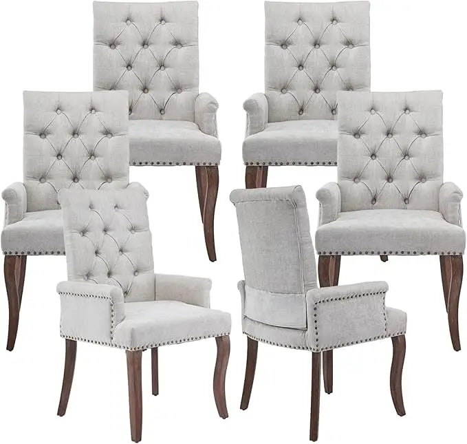 HUANZHUANG Upholstered Tufted Chenille Dining Chairs with Nailhead Trim