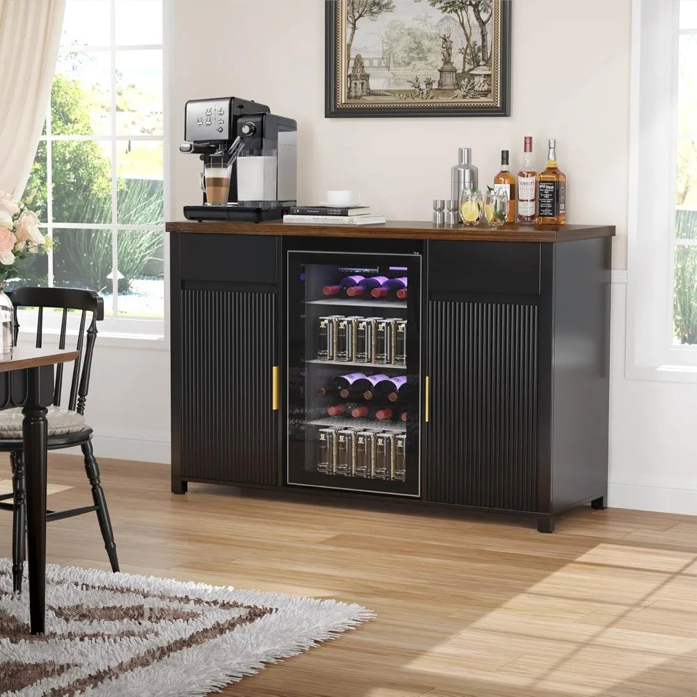 Coffee Bar Cabinet With Fridge And Wine Storage
