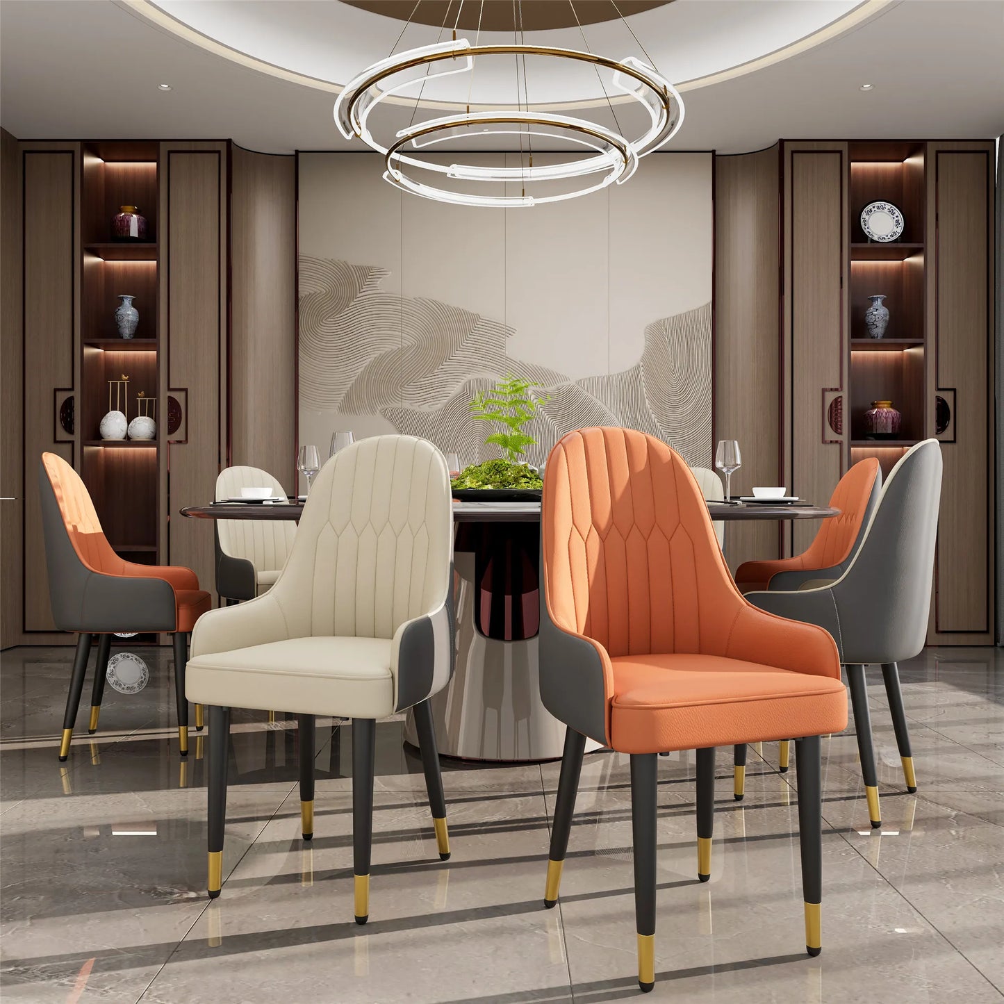 Wisfor Faux Leather Dining Chair Set 2 Midcentury Modern