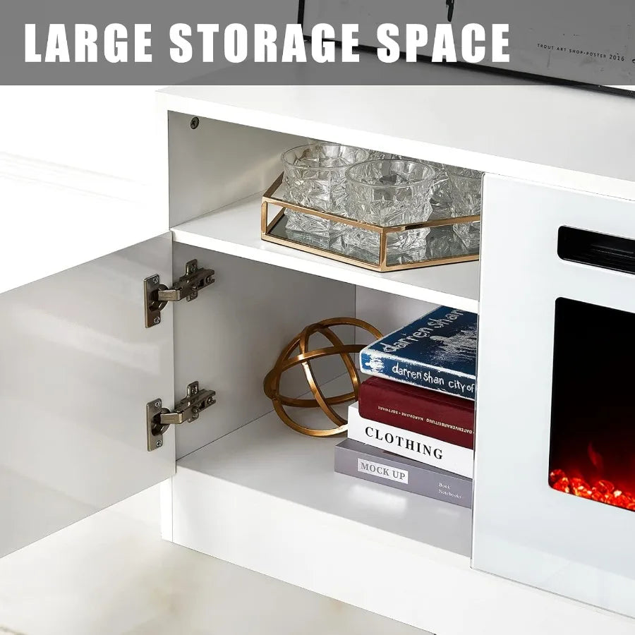 LISM TV Stand With Electric Fireplace LED Light Entertainment Center