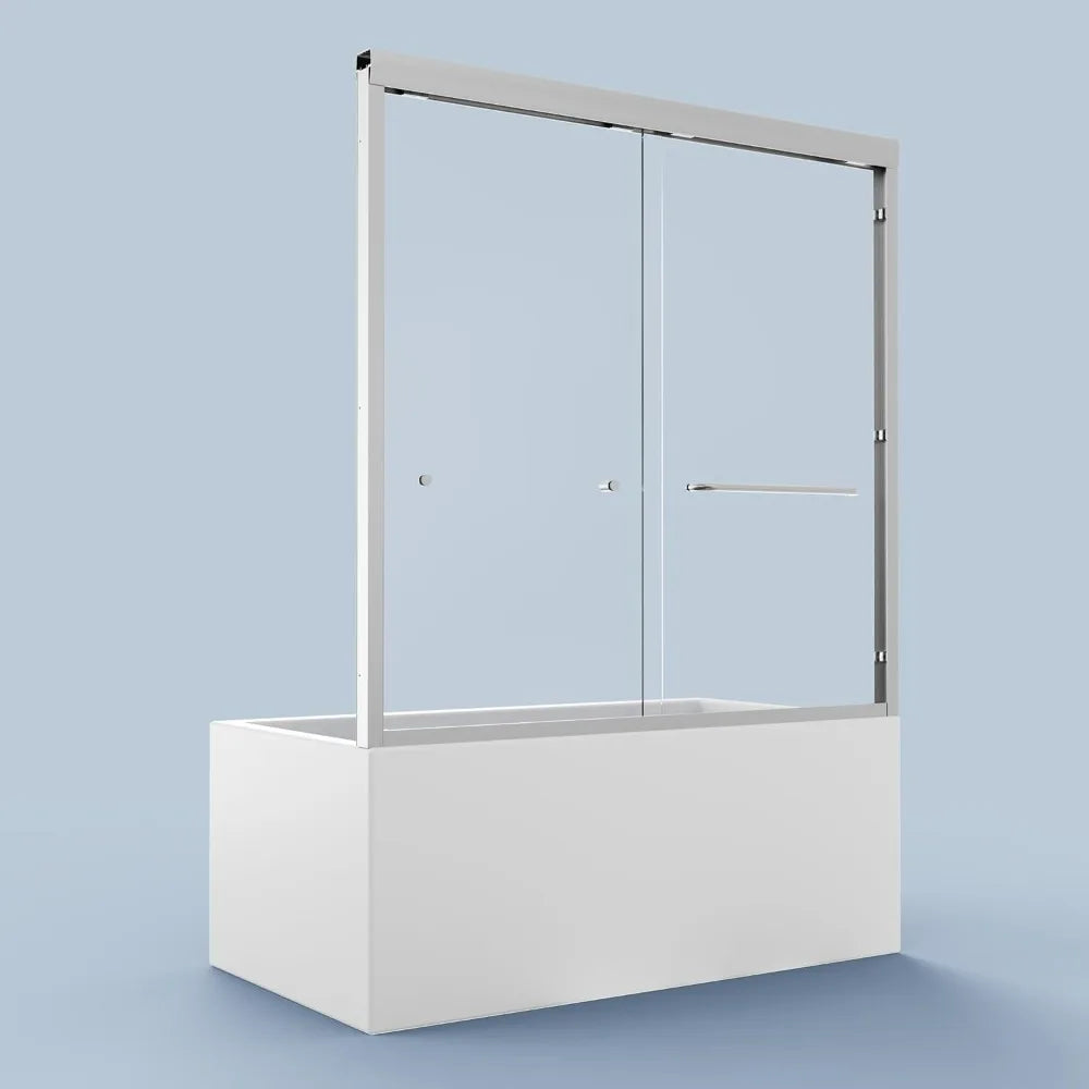 UbMelt Semi Frameless Double Sliding Shower Door With Tempered Glass