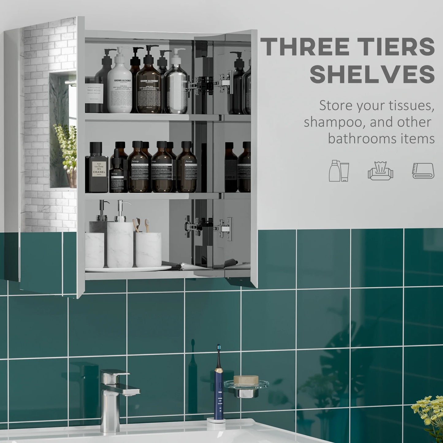 KLEANKIN Wall-Mounted Medicine Cabinet with Mirror