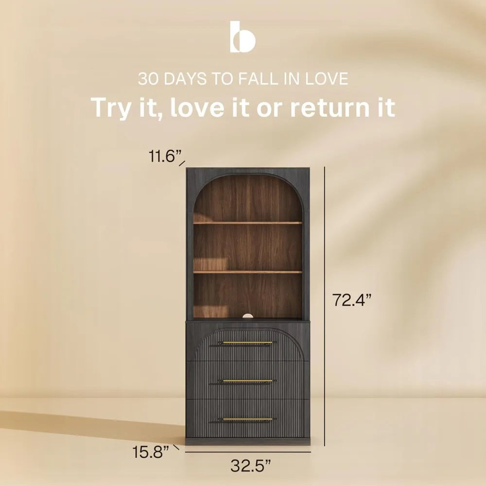 Display Storage Cabinet With Hutch