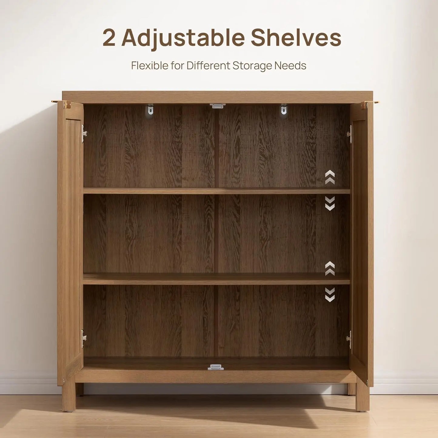 Sideboard Buffet Coffee Bar Cabinet 3 Piece Farmhouse Boho Rattan Credenza