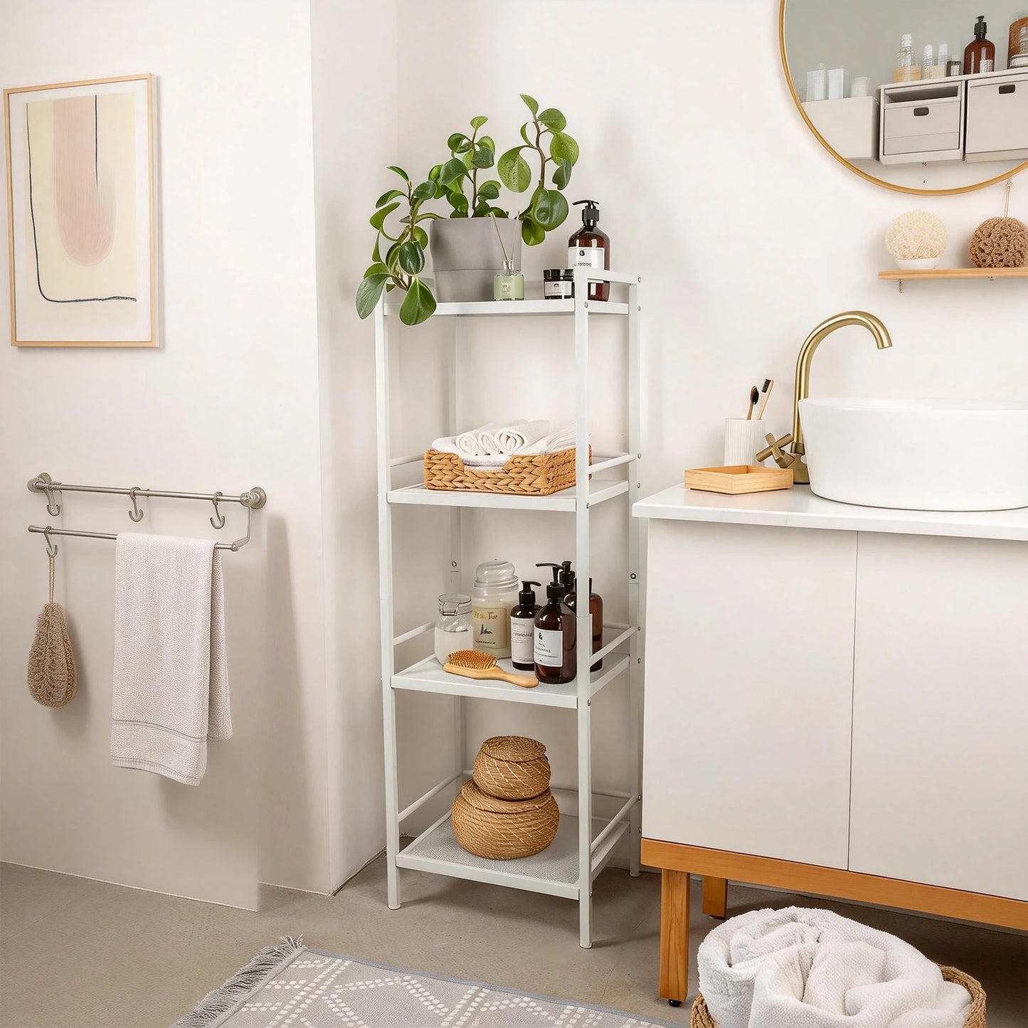 HiMISS 3 Tier Ladder Bathroom Storage Shelf Organizer