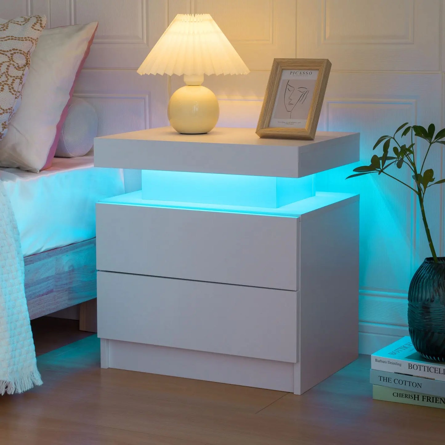 Cubehom LED Nightstands With Drawers And RGB Lighting