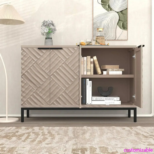 XMSJ Modern Buffet Cabinet With Doors And Shelves Storage