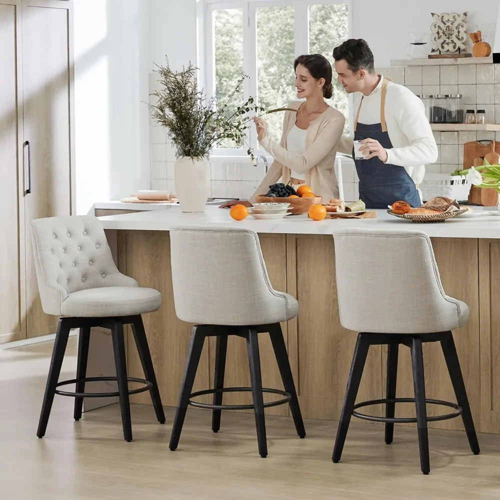 Zhuxiang Modern Swivel Bar Stools With Back Upholstered Fabric