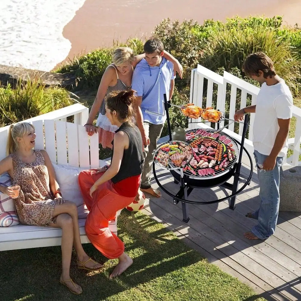 Heavy Duty Cast Iron Charcoal Tabletop BBQ Grill For Camping And Picnic