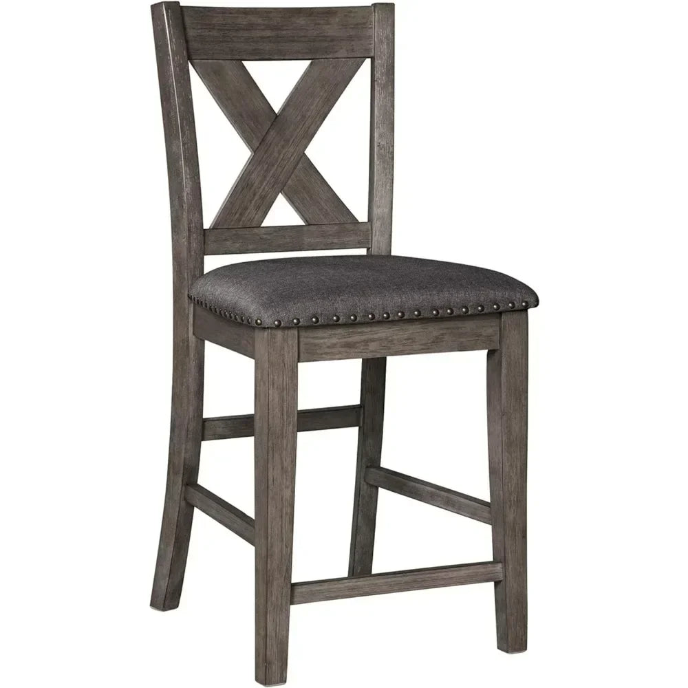XMSJ Caitbrook Rustic Counter Height Upholstered Barstool Set 2
