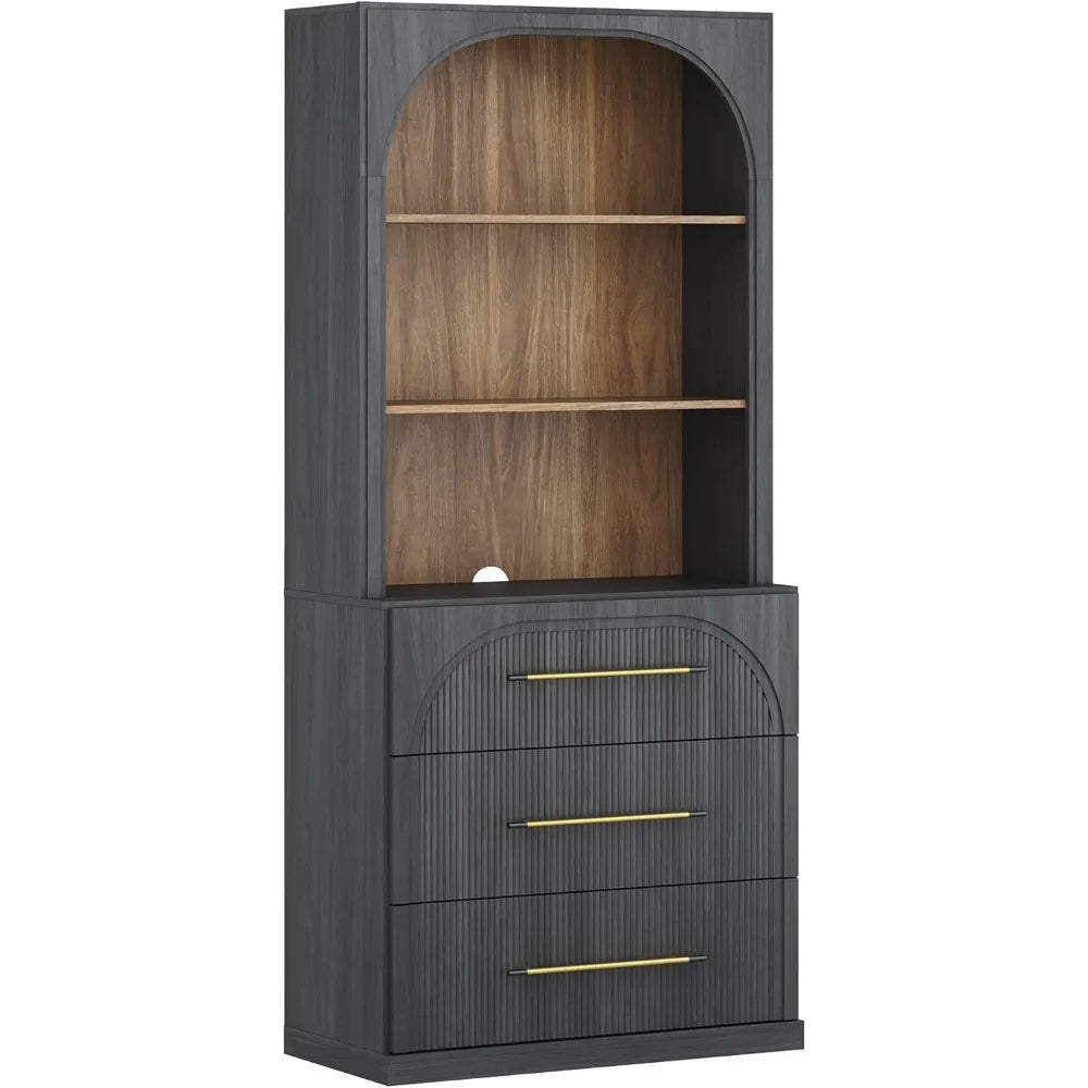 Display Storage Cabinet With Hutch