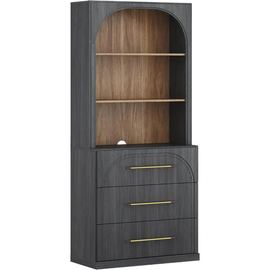 Display Storage Cabinet With Hutch