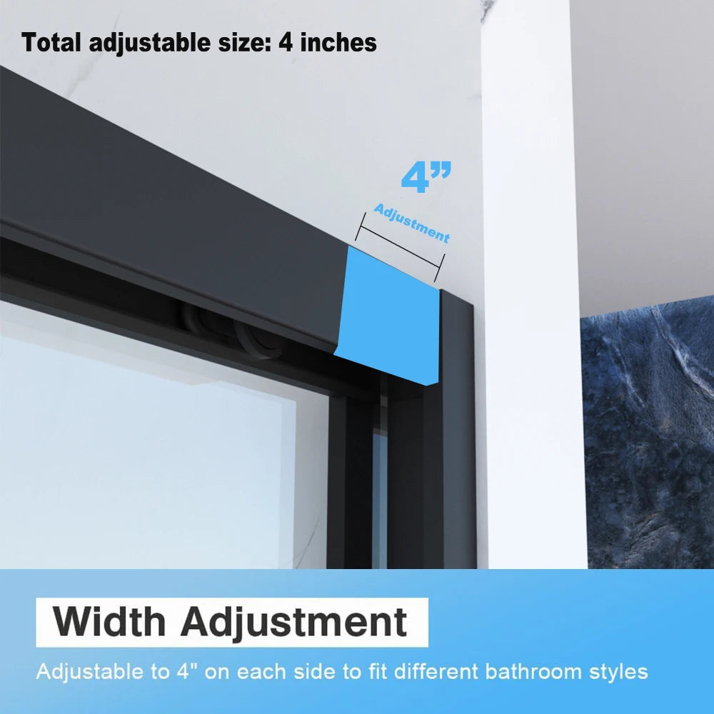 Aluminium Double Sliding Shower Door Tempered Glass