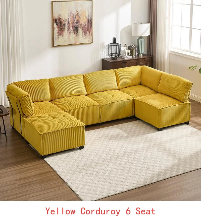 Modular U-Shaped Sectional Sofa With Reversible Chaise For Living Room