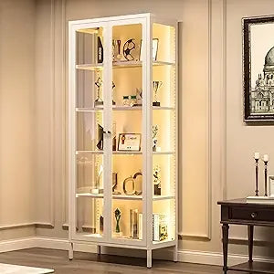 MKDK 5 Tier Glass Display Cabinet With LED Lighting