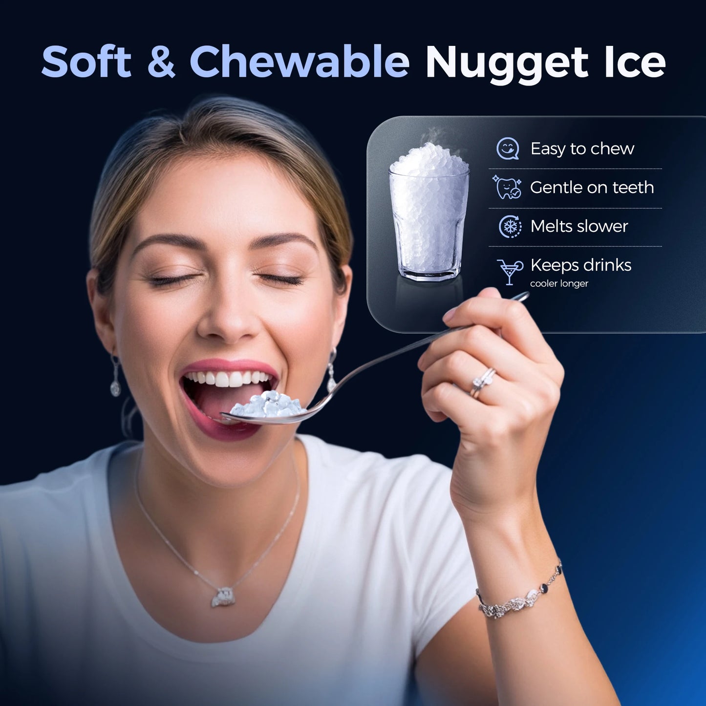 SIMZLIFE Nugget Ice Maker Countertop Self Cleaning Portable