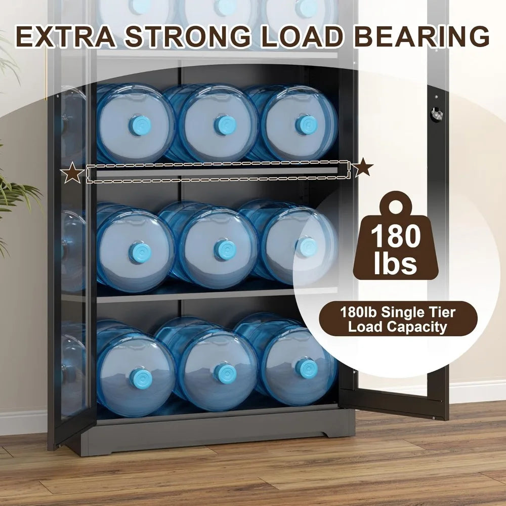 Glass Display Cabinet With Lock And Adjustable Shelves