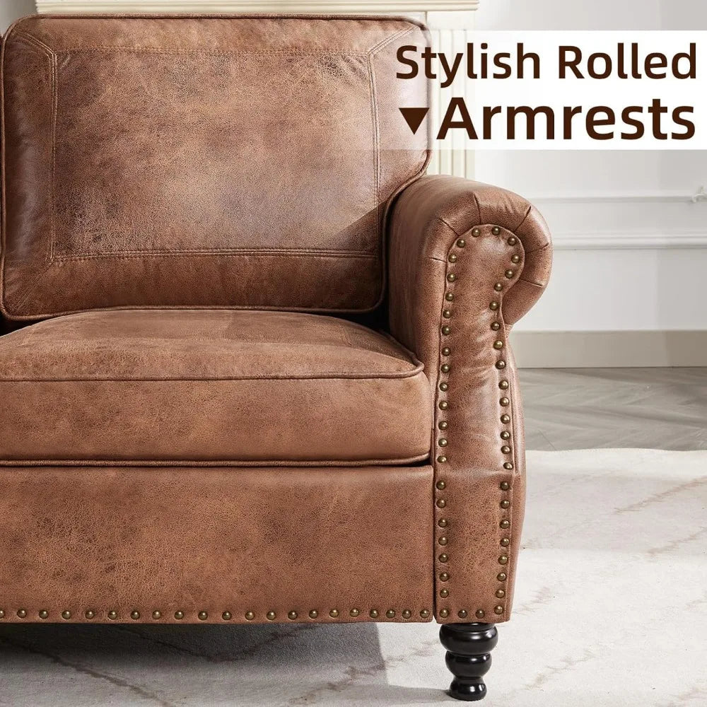 ZHUXIANG Faux Leather Sofa Modern Mid Century Living Room Couch