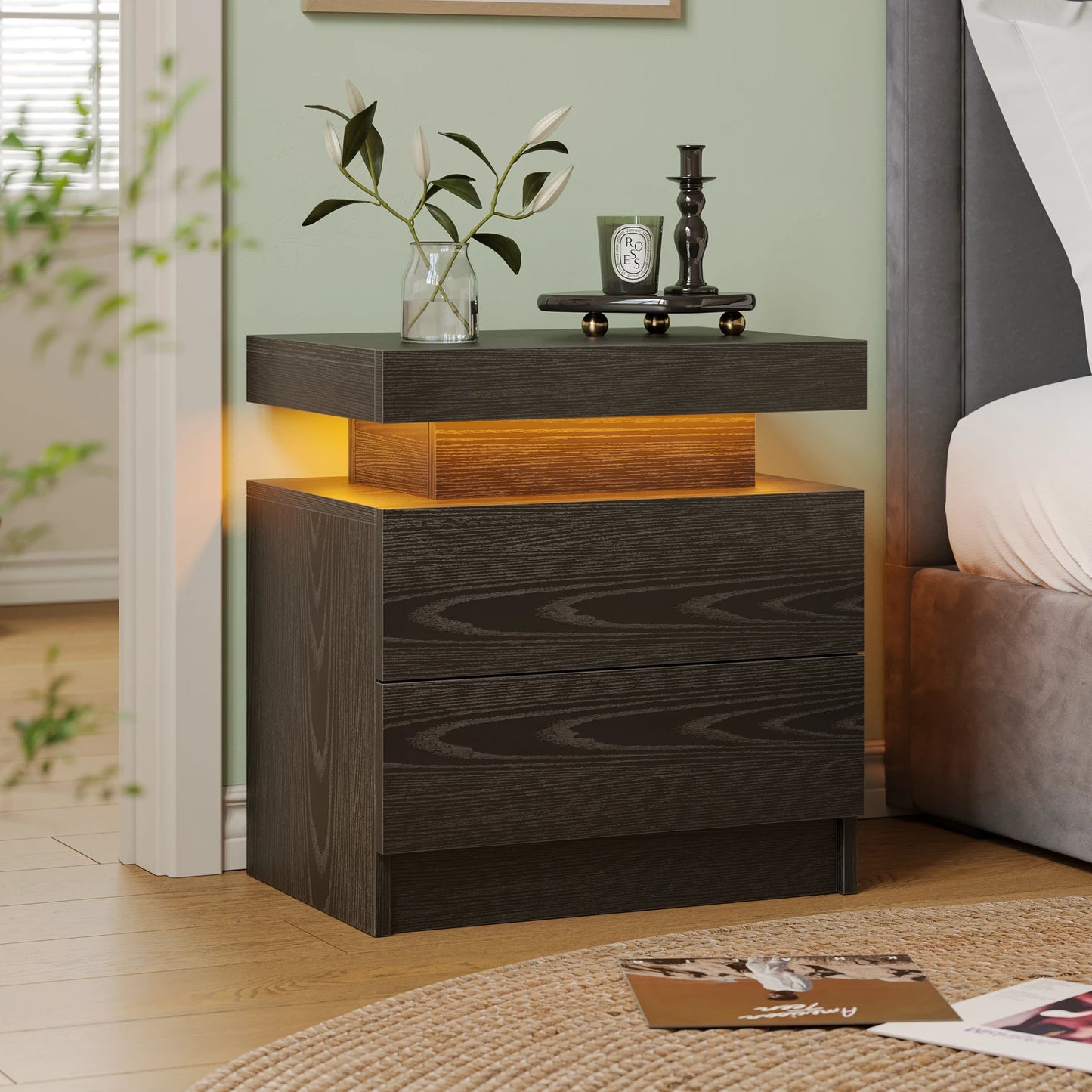 Cubehom LED Nightstands With Drawers And RGB Lighting