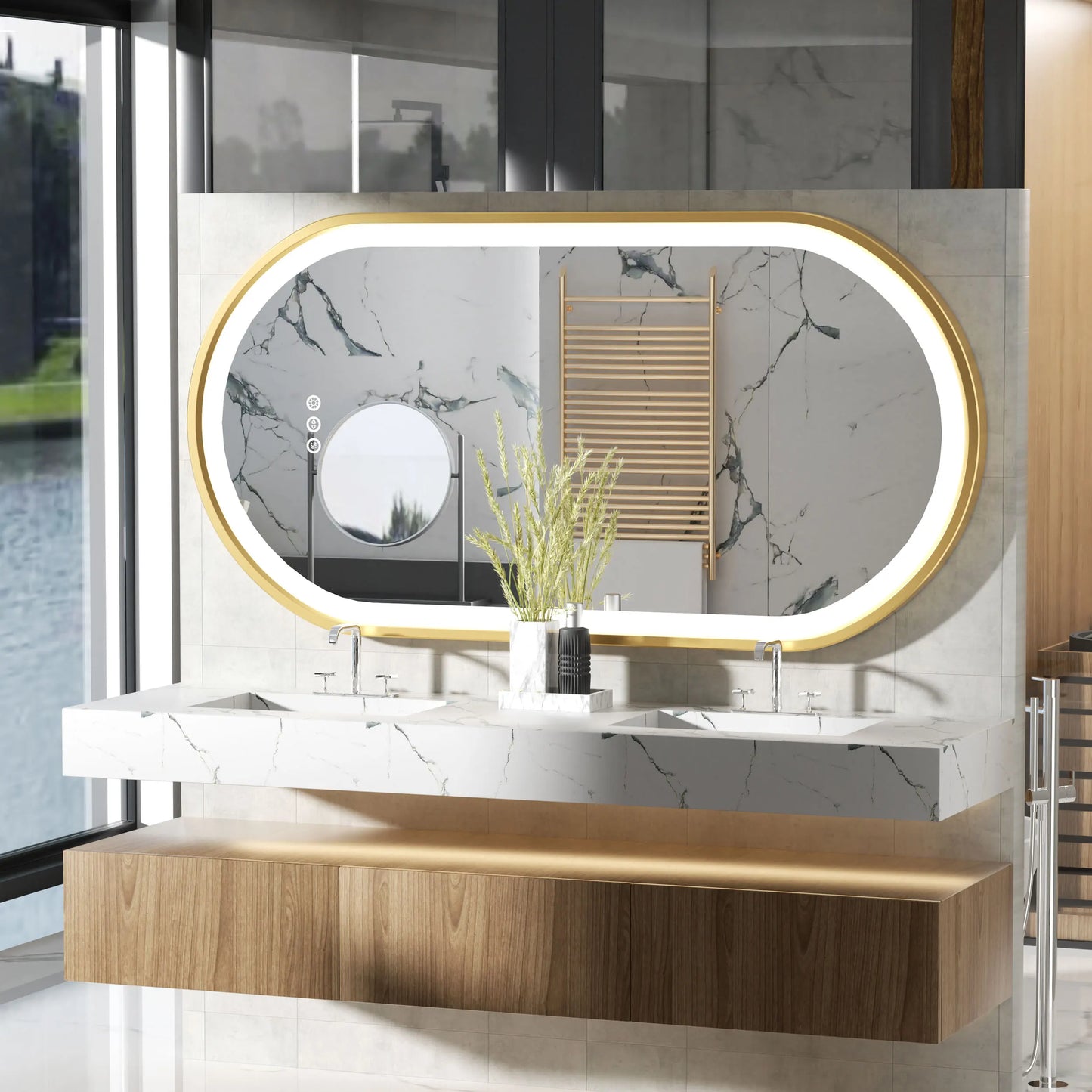 Wisfor Oval LED Bathroom Mirror With Stepless Dimmable Light