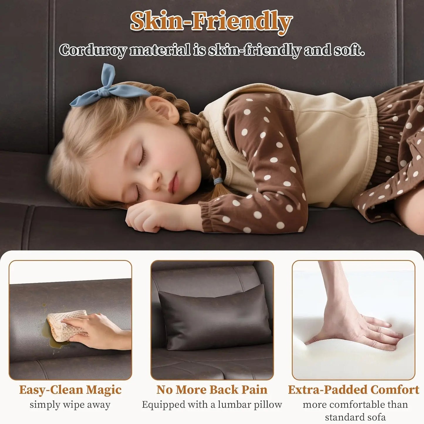 Leveleve Home Theater Seating Reclining Sofa With USB Type-C