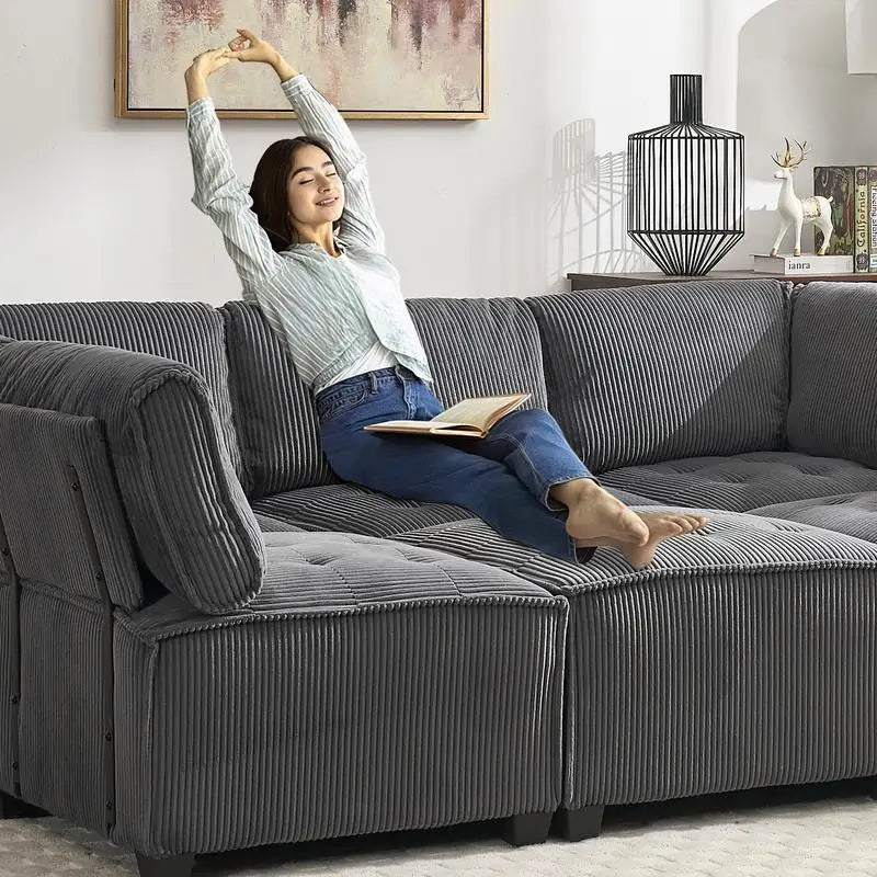 Modular U-Shaped Sectional Sofa With Reversible Chaise For Living Room