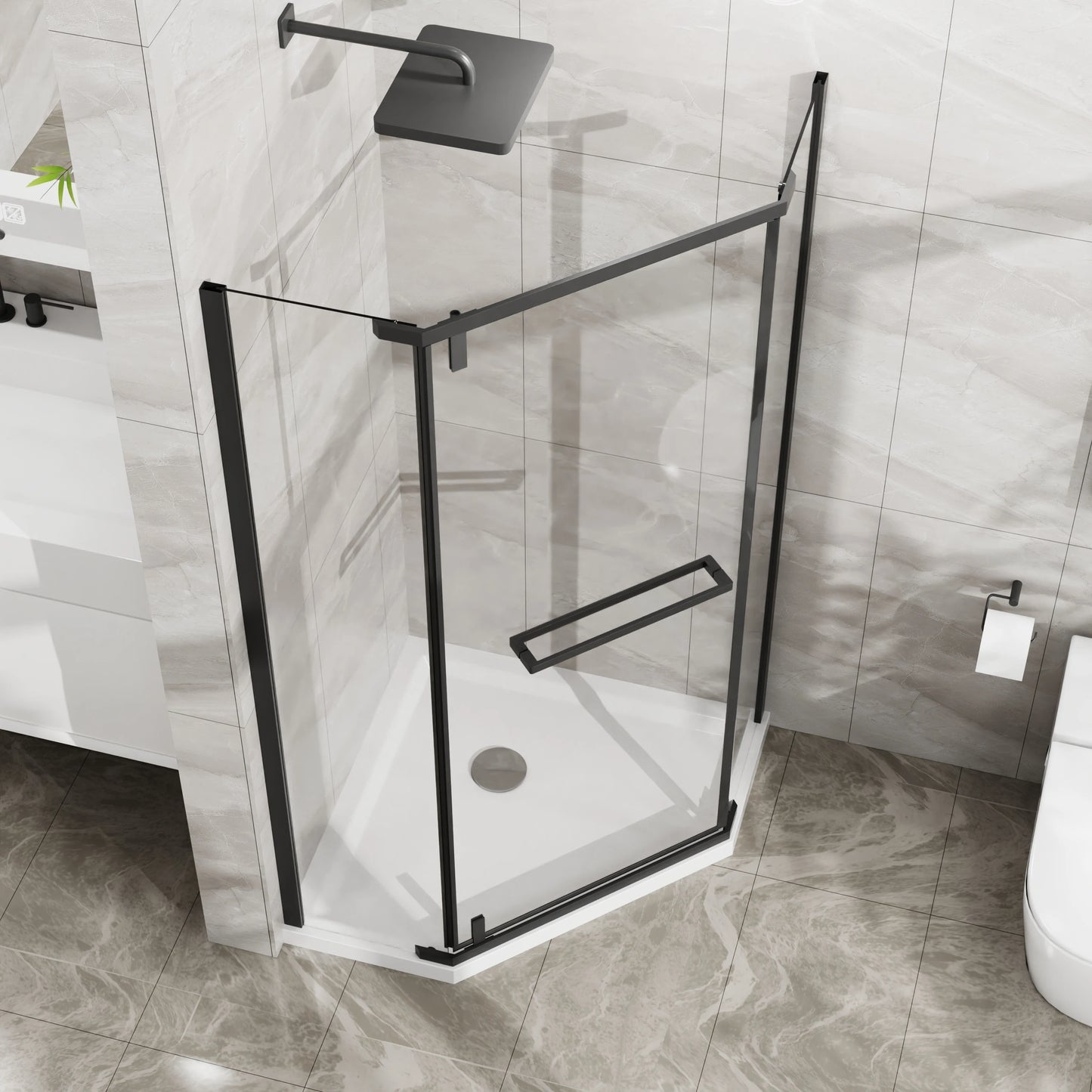 Sh.Kl Frameless Neo Angle Shower Door Enclosure With Tempered Glass